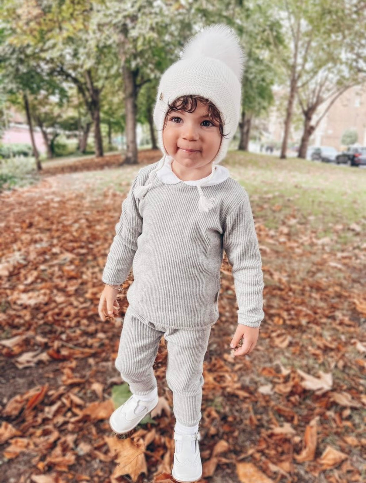 Dove Grey Ribbed Tracksuit