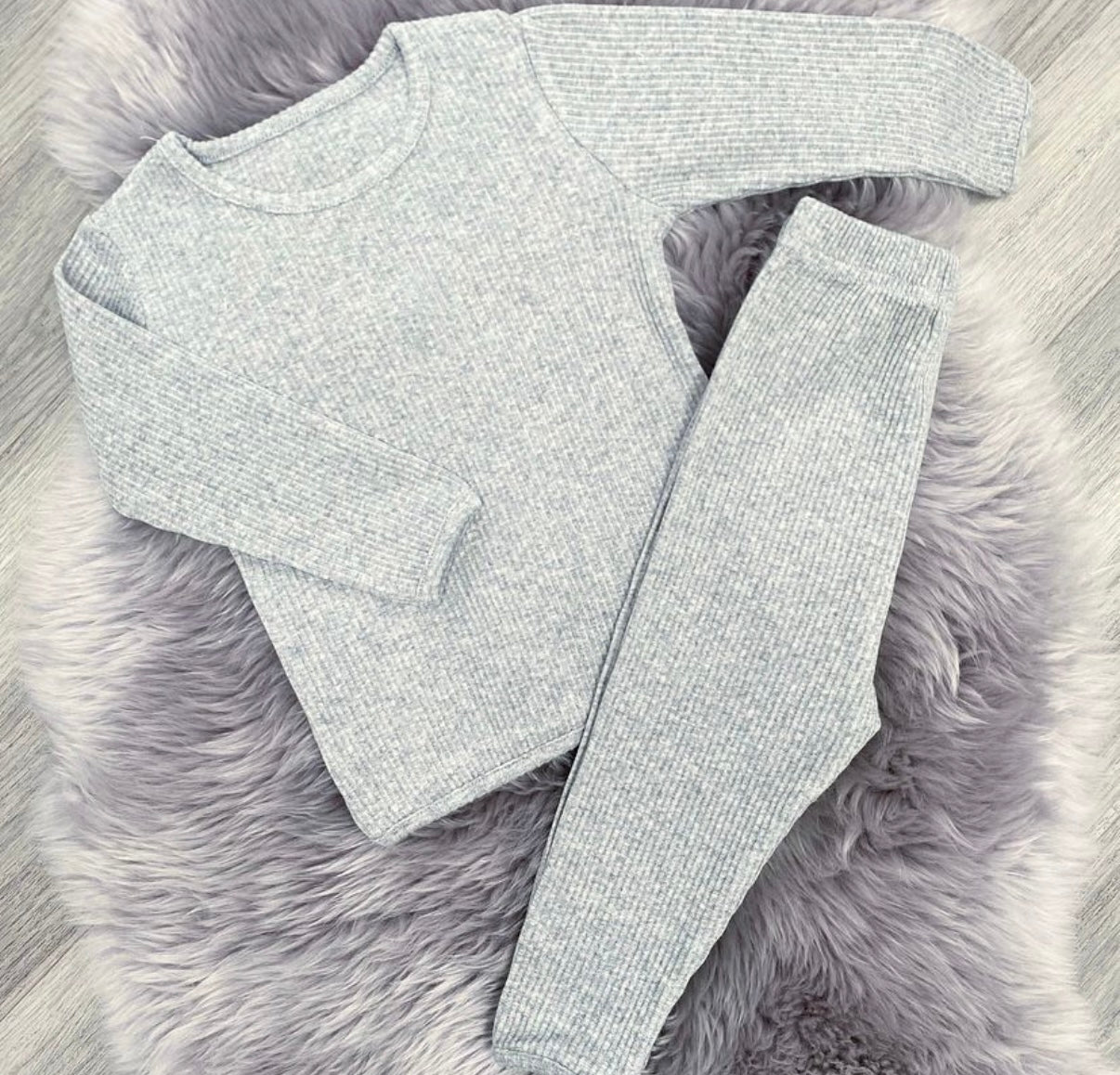 Dove Grey Ribbed Tracksuit