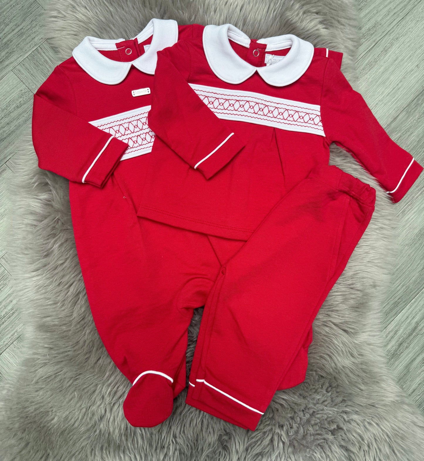 Red Smock Babygrow