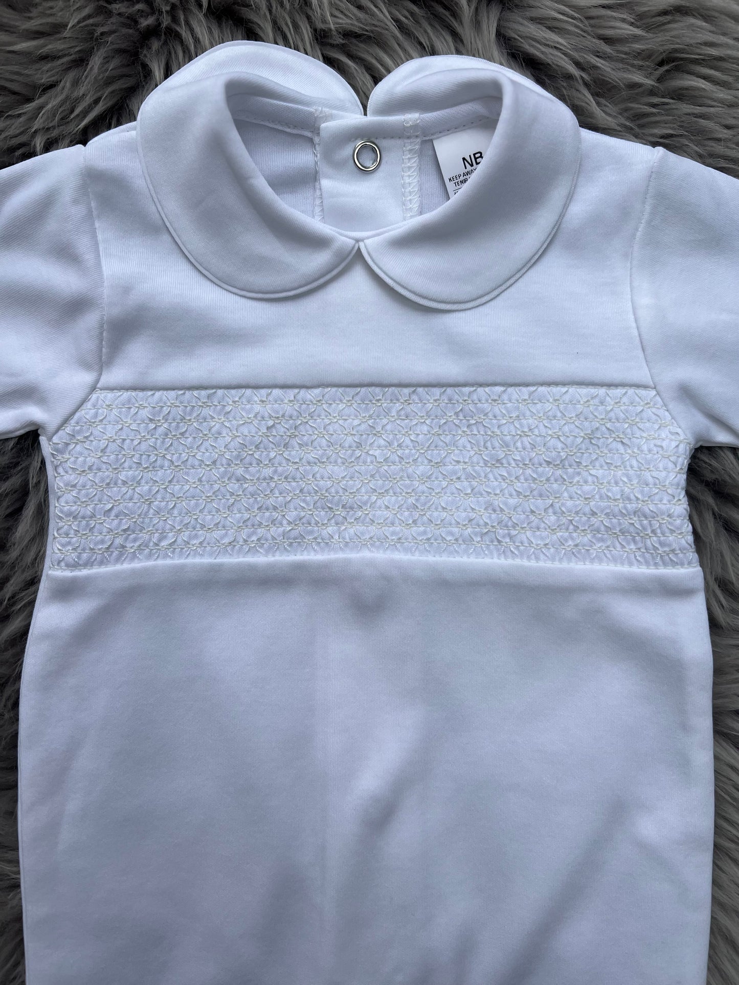 Smock White Babygrow