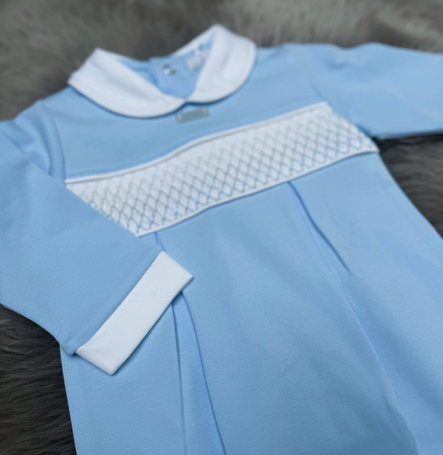 Smock Blue Babygrow