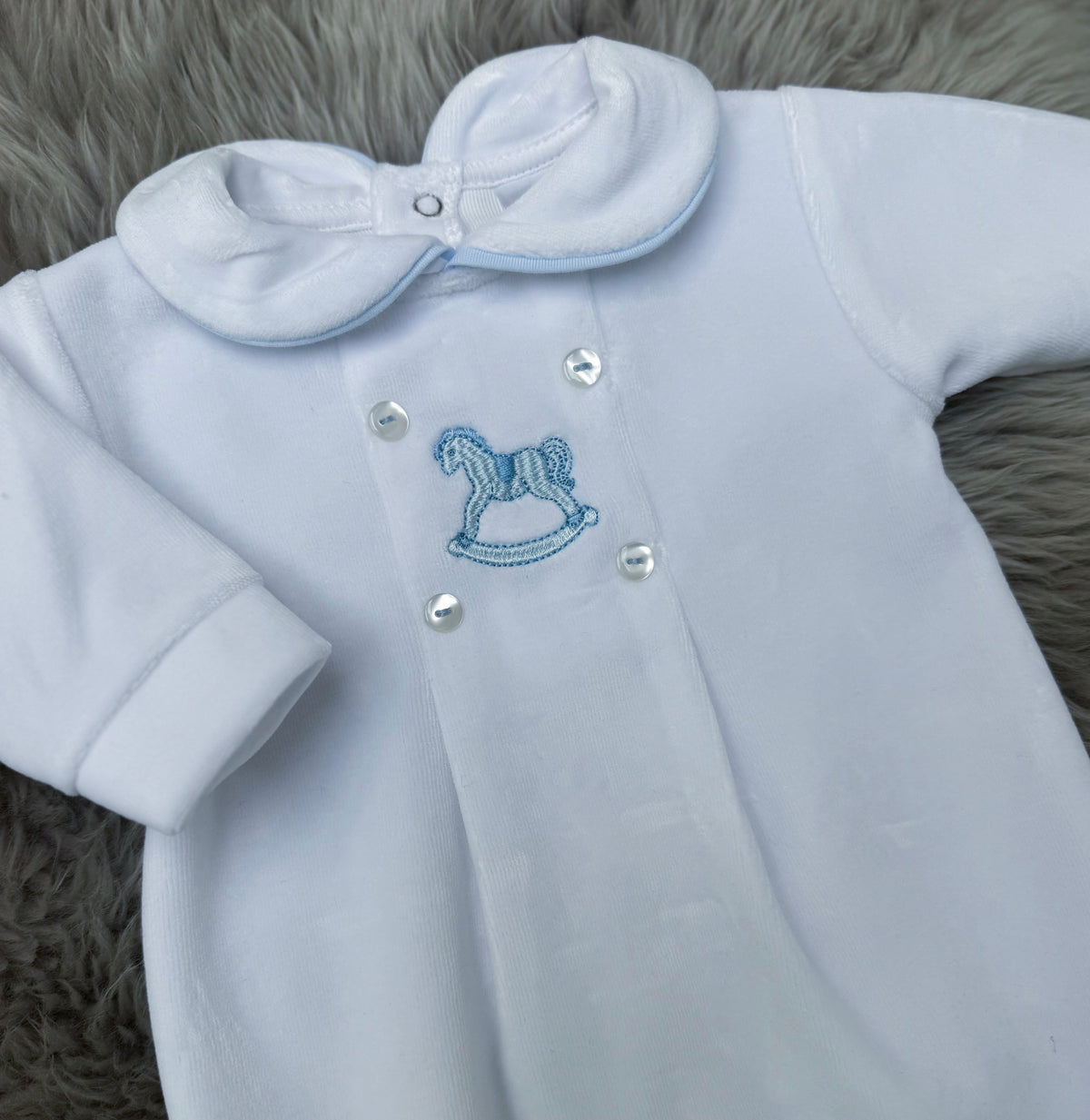 Velour Rocking Horse Babygrow