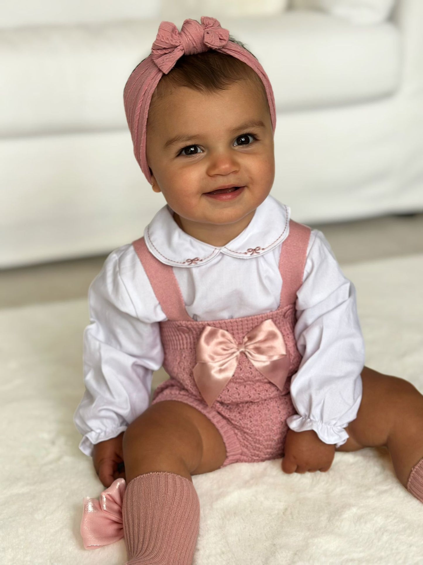 Dusty Pink Bow Romper