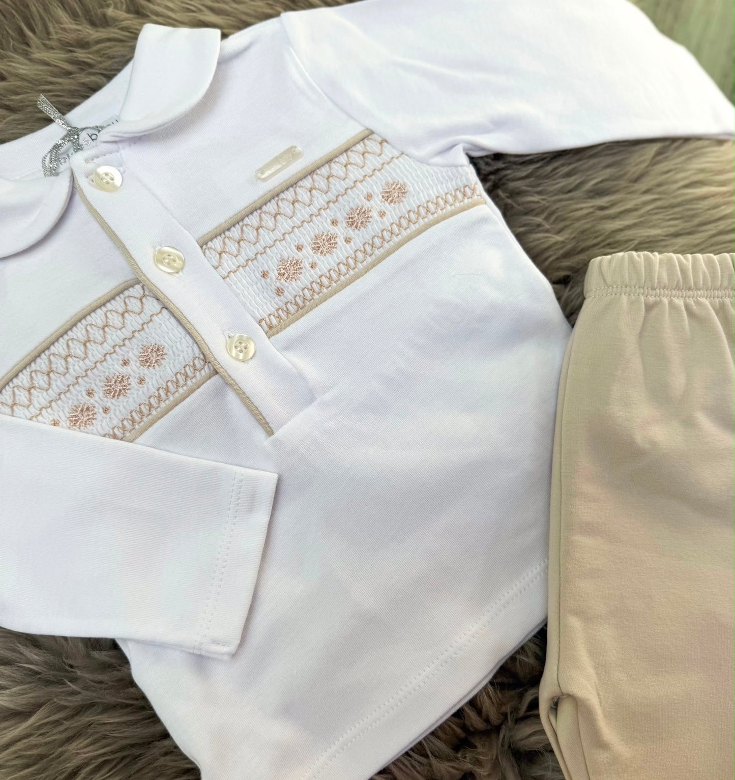 Ralphy Beige Smock Cotton Set