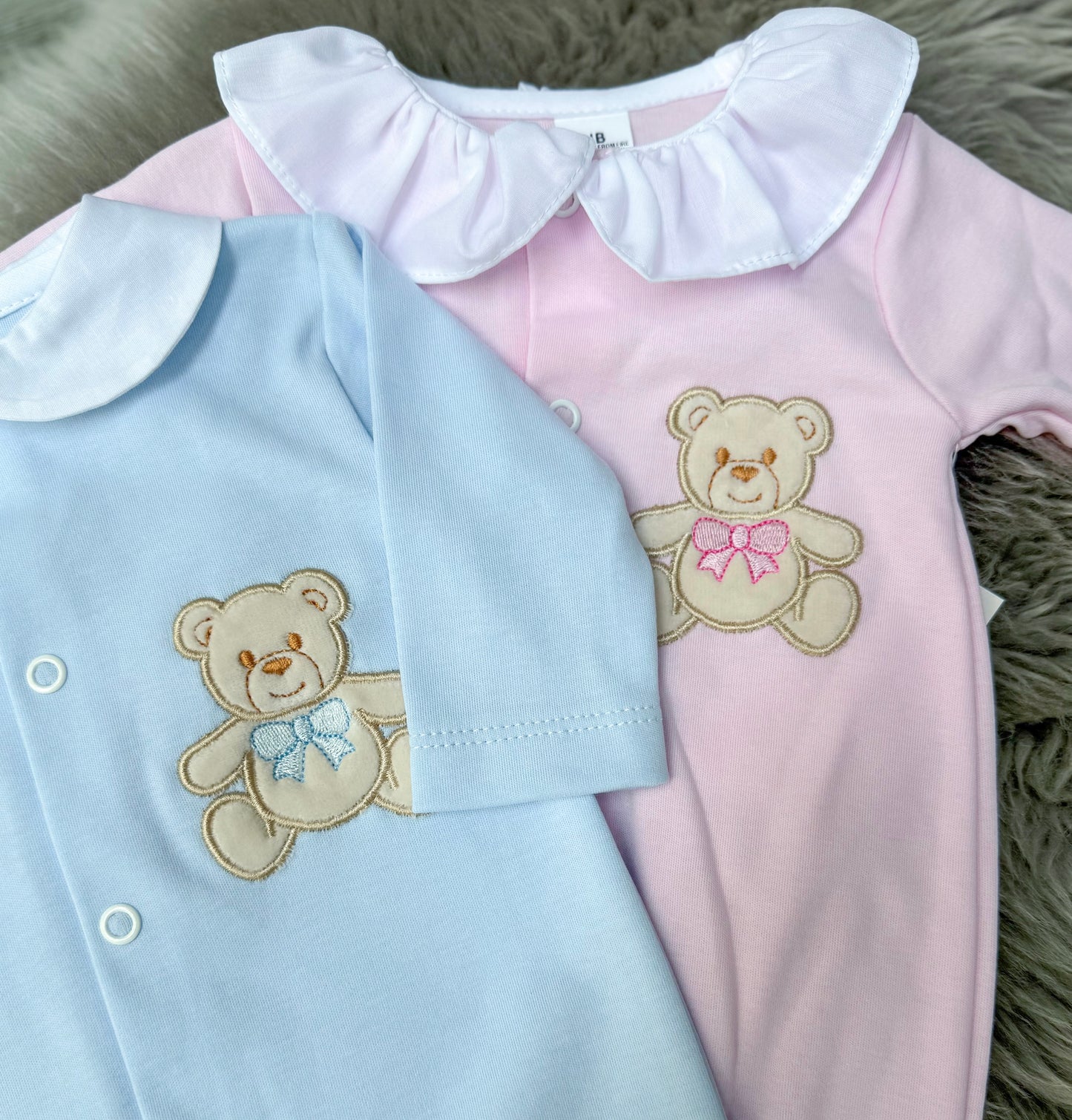 Cotton Blue Teddy Babygrow