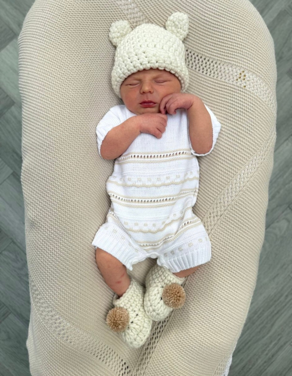 White & Biege Romper