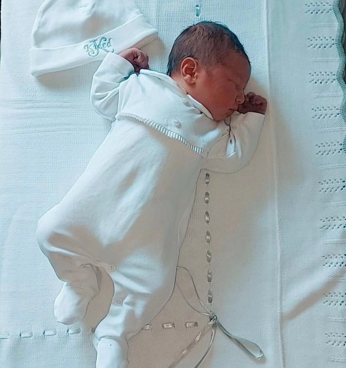 White Ribbon Cotton Babygrow
