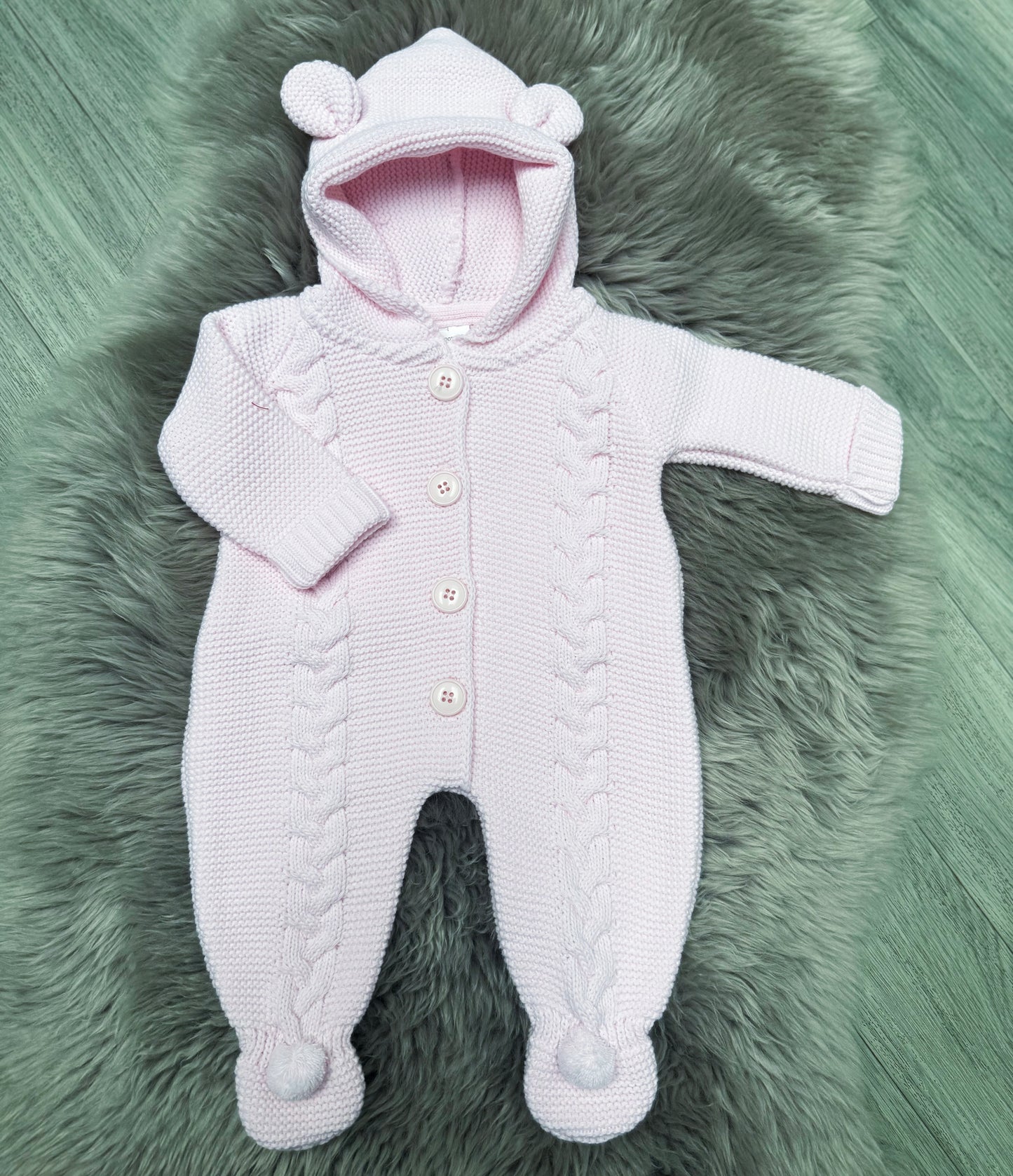 Pink Cable Knit Romper