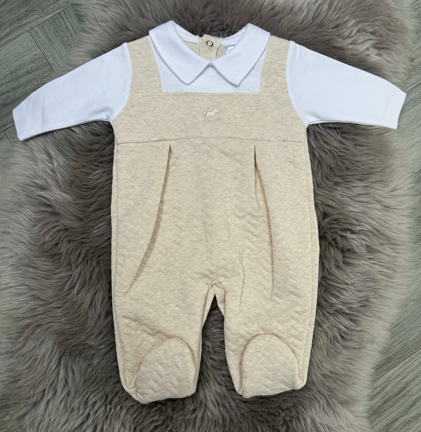 Beige Rocking Horse Babygrow