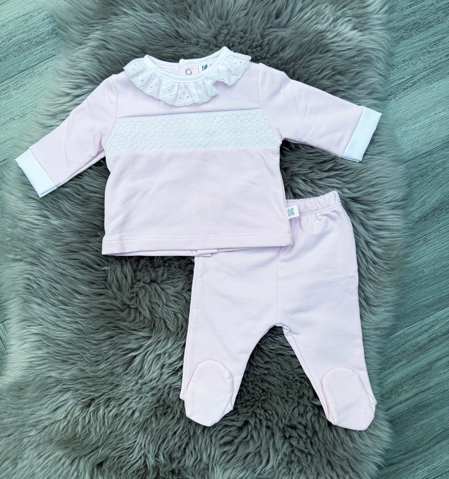 Pink & White Smock 2 Piece