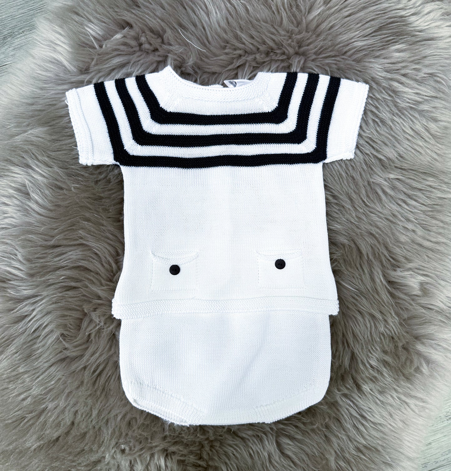White & Navy 2 Piece