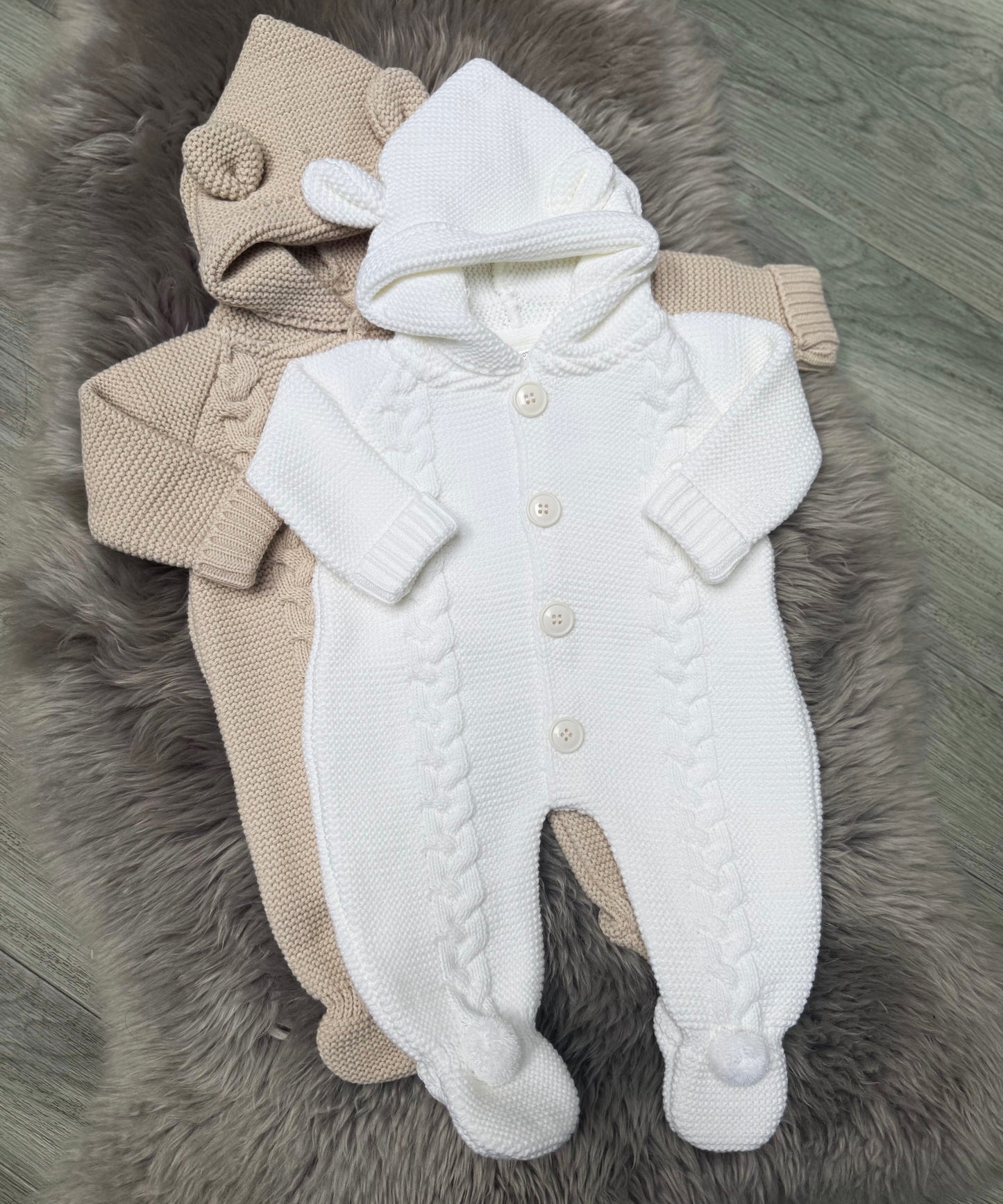 Beige Cable Knit Romper