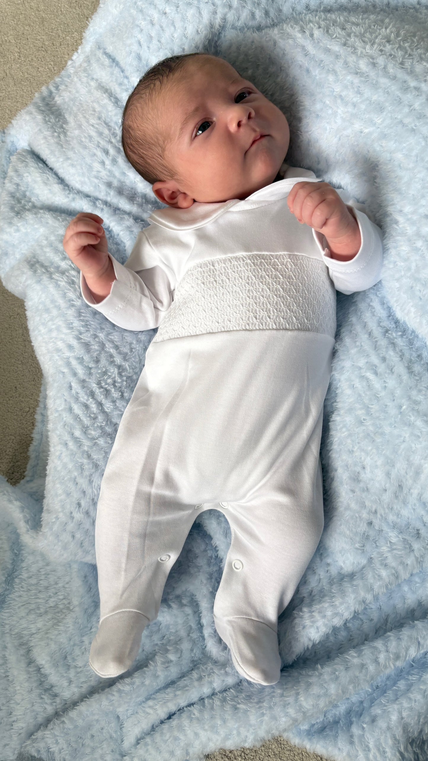 Smock White Babygrow