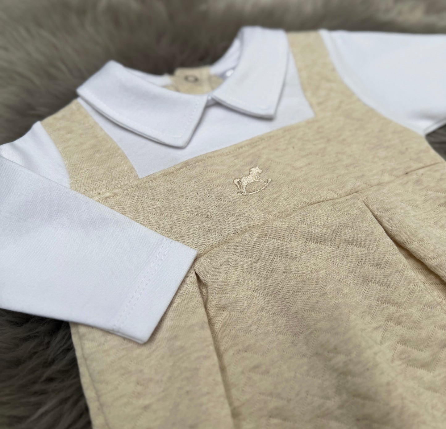 Beige Rocking Horse Babygrow