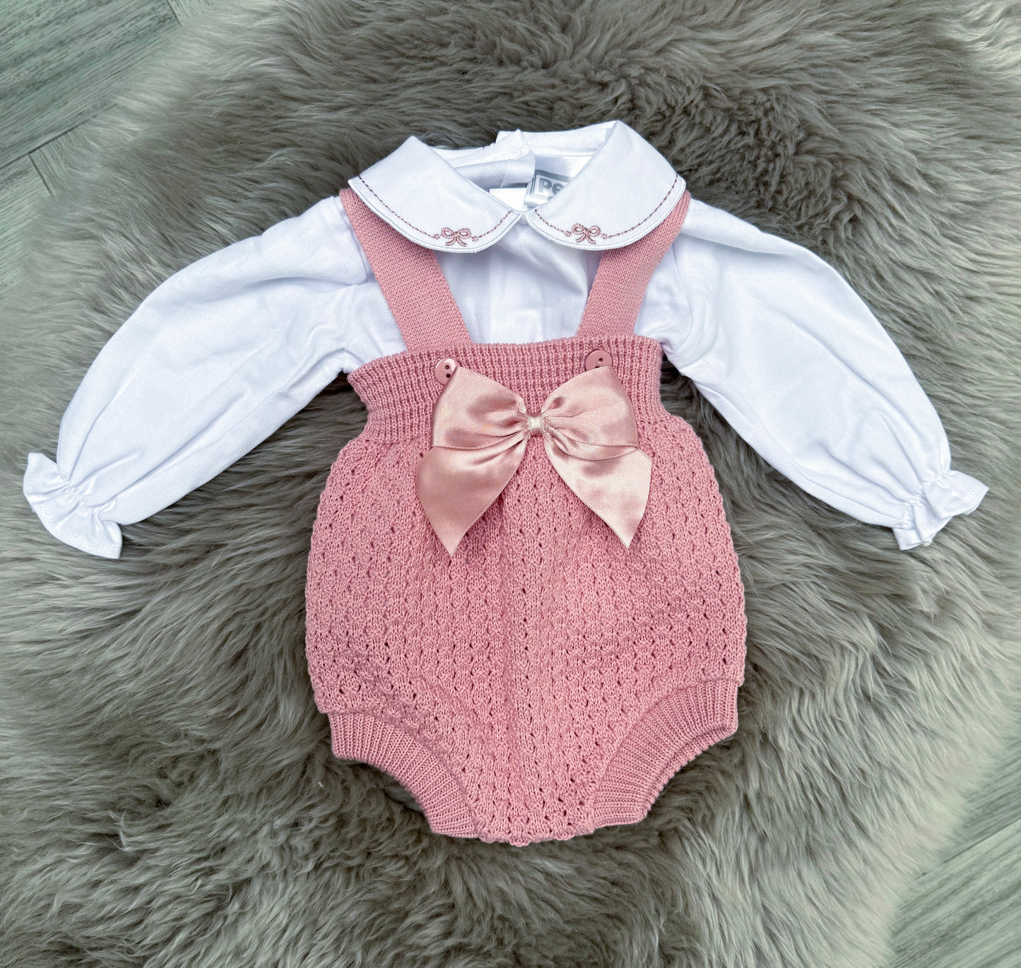 Dusty Pink Bow Romper