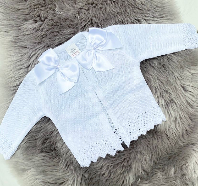 White Bow Cardigan