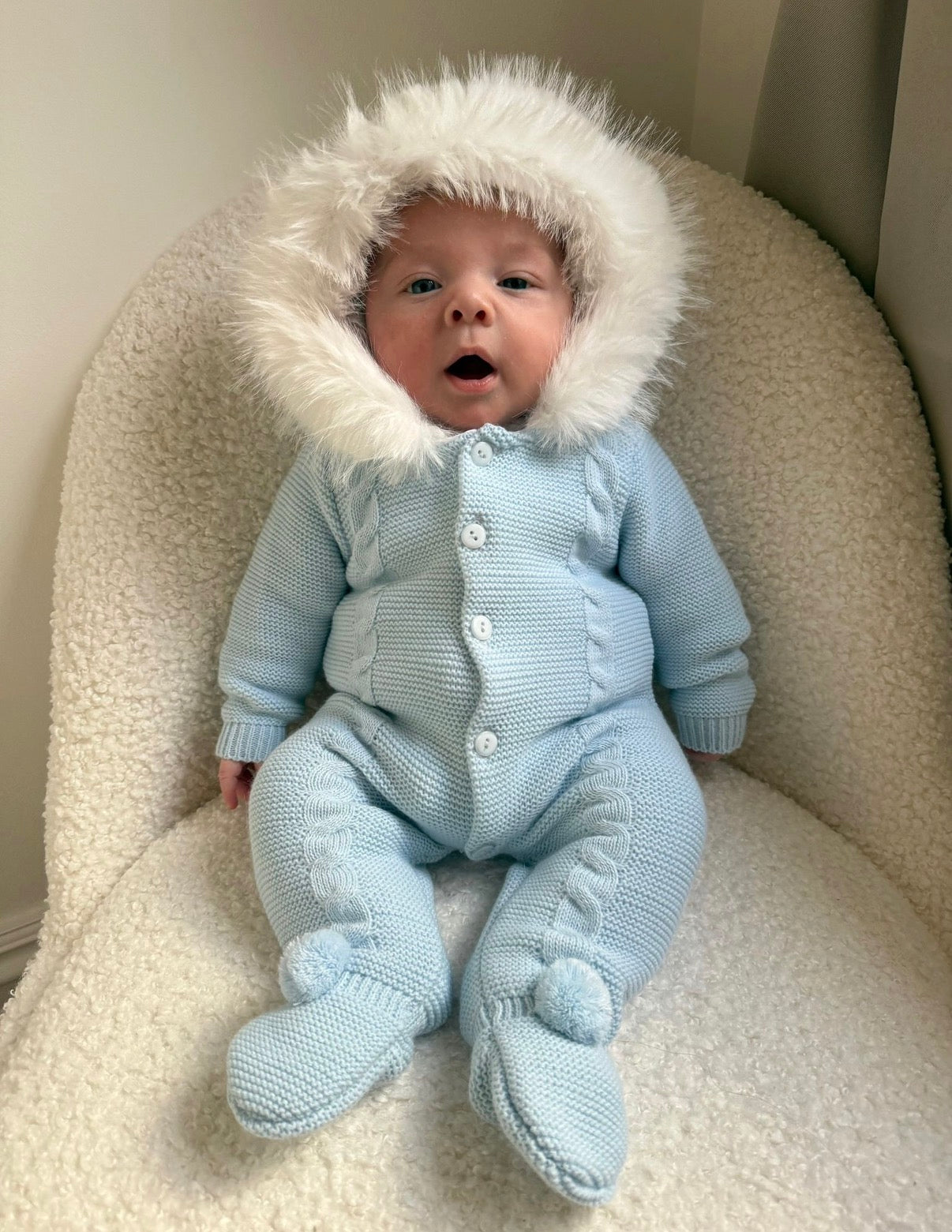 3-6m Faux Fur Pramsuit