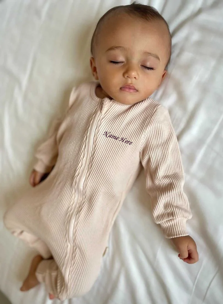 Shortbread Zip Up Ribbed Sleepsuit