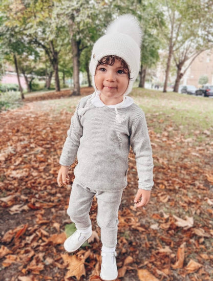 Dove Grey Ribbed Tracksuit