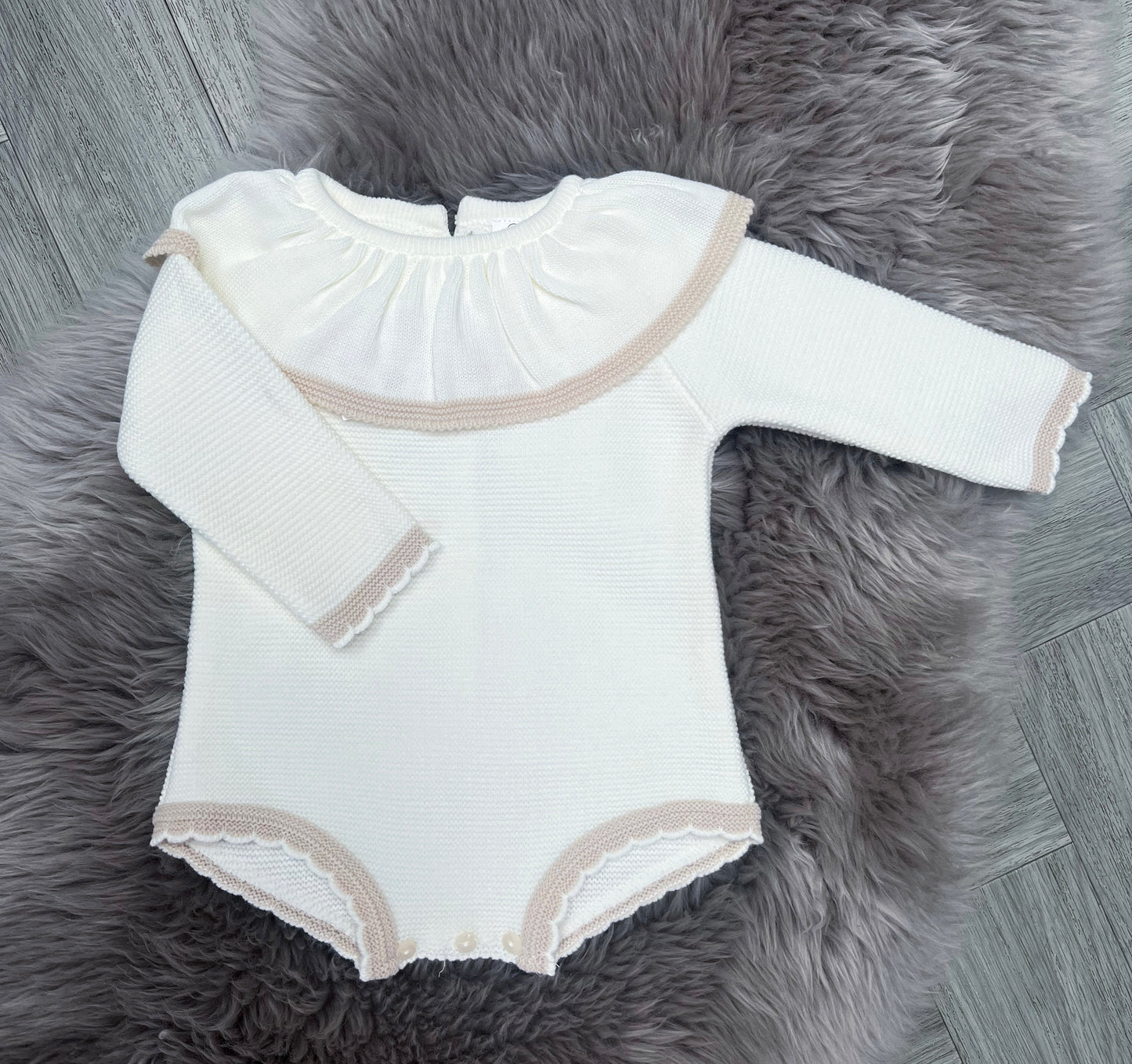 Cream With Beige Romper