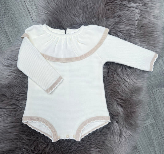 Cream With Beige Romper