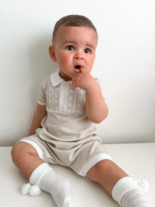 Beige Cotton Romper