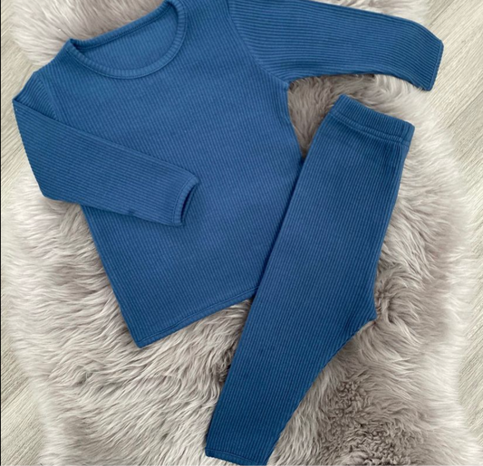 Midnight Blue Ribbed Tracksuit