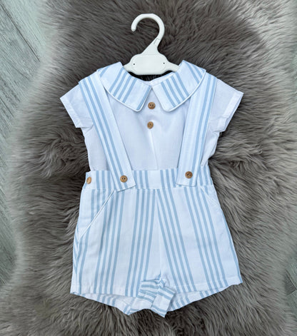 Blue Stripe Shorts With Shirt