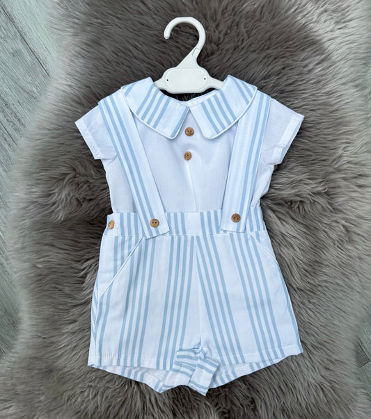 Blue Stripe Shorts With Shirt