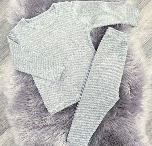 Dove Grey Ribbed Tracksuit
