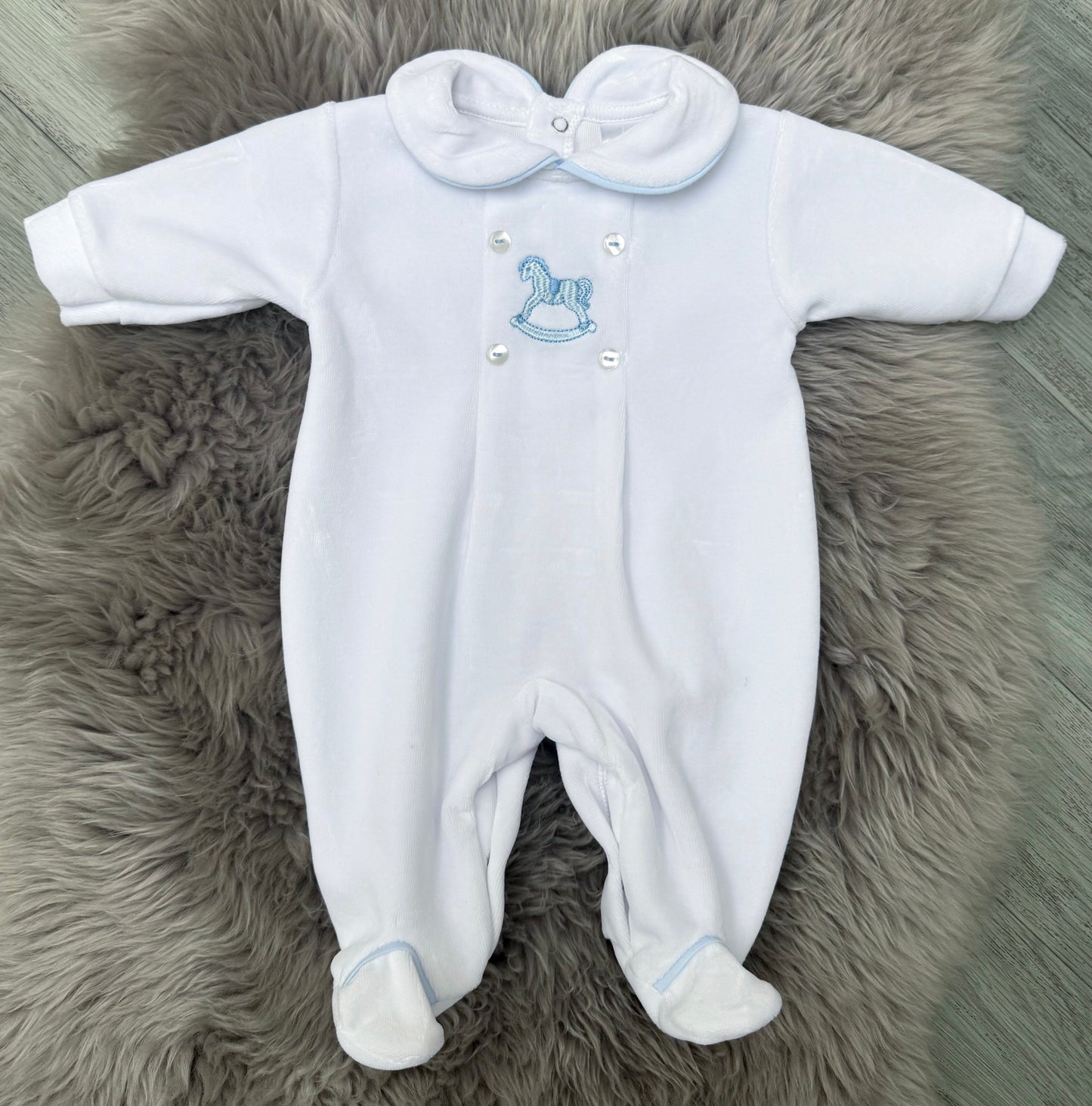 Velour Rocking Horse Babygrow