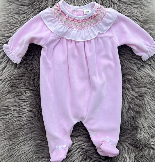 Lily Pink Velour Babygrow