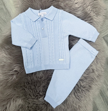 Blue cable knit tracksuit