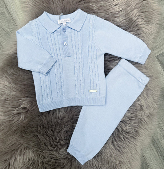 Blue cable knit tracksuit