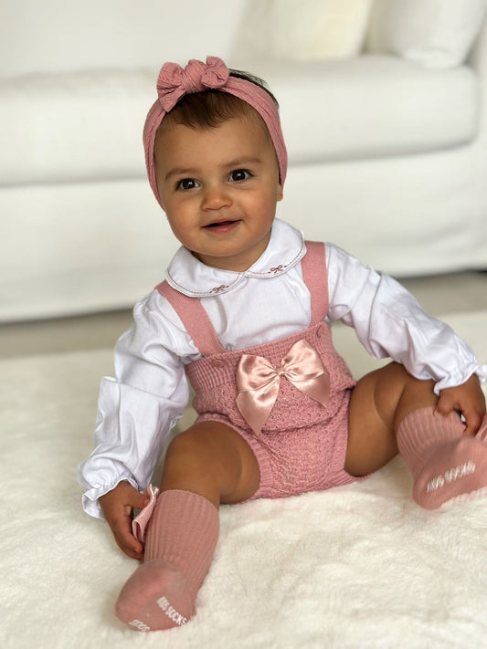 Dusty Pink Bow Romper