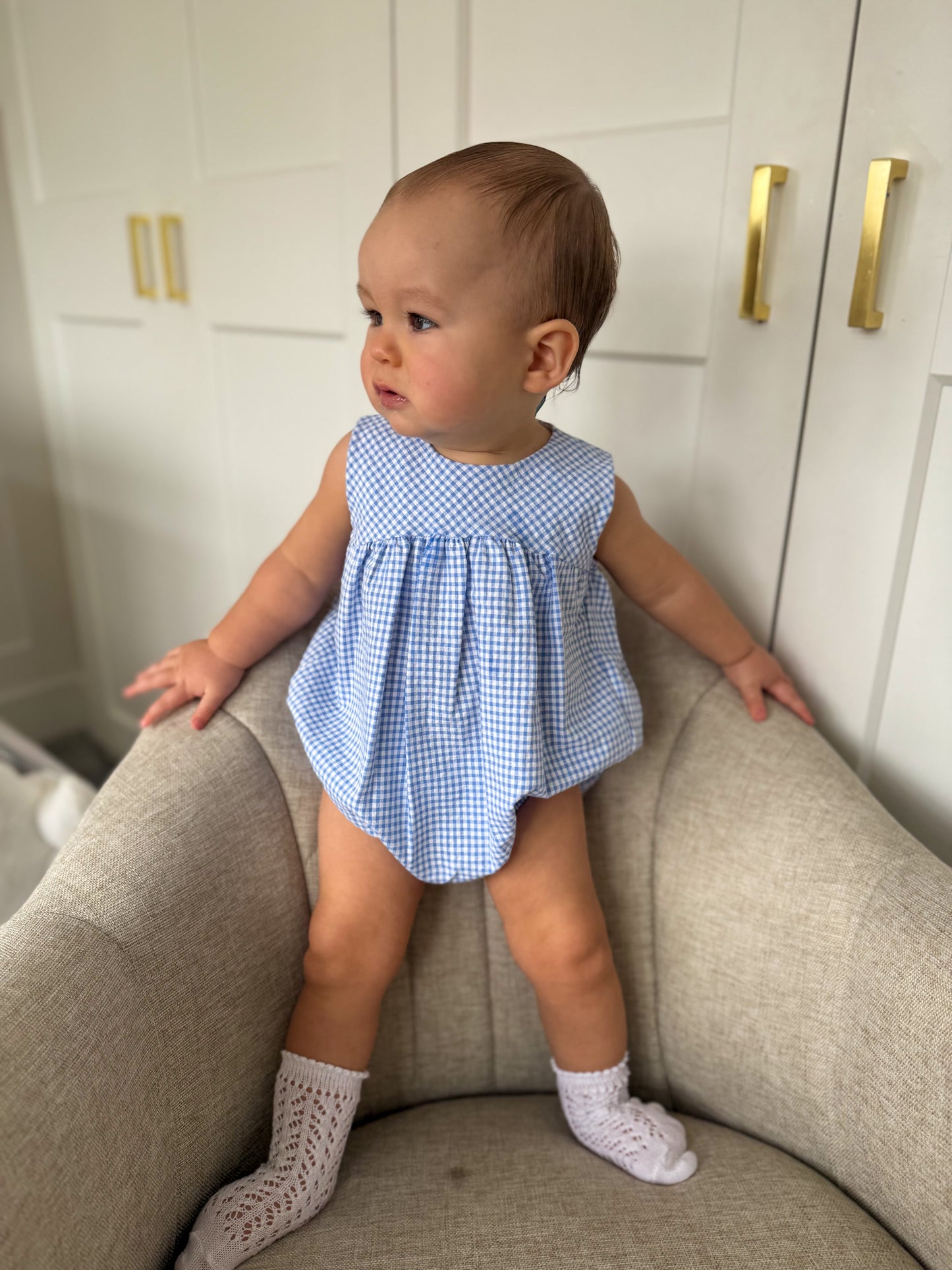 Blue Check Romper