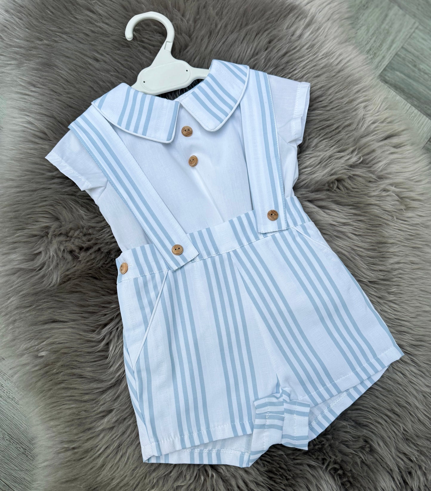 Blue Stripe Shorts With Shirt
