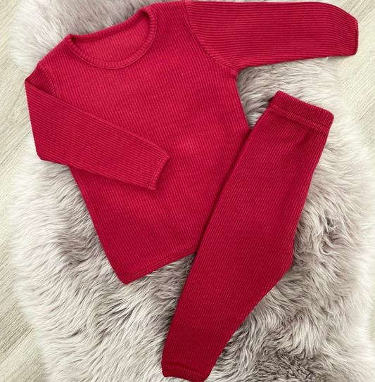 Claret Red Ribbed Tracksuit