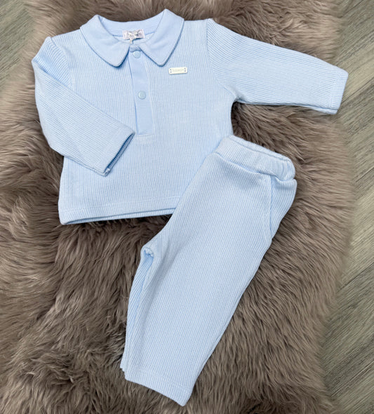 Baby Blue Knit Polo Set