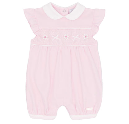 Pink daisy smock romper
