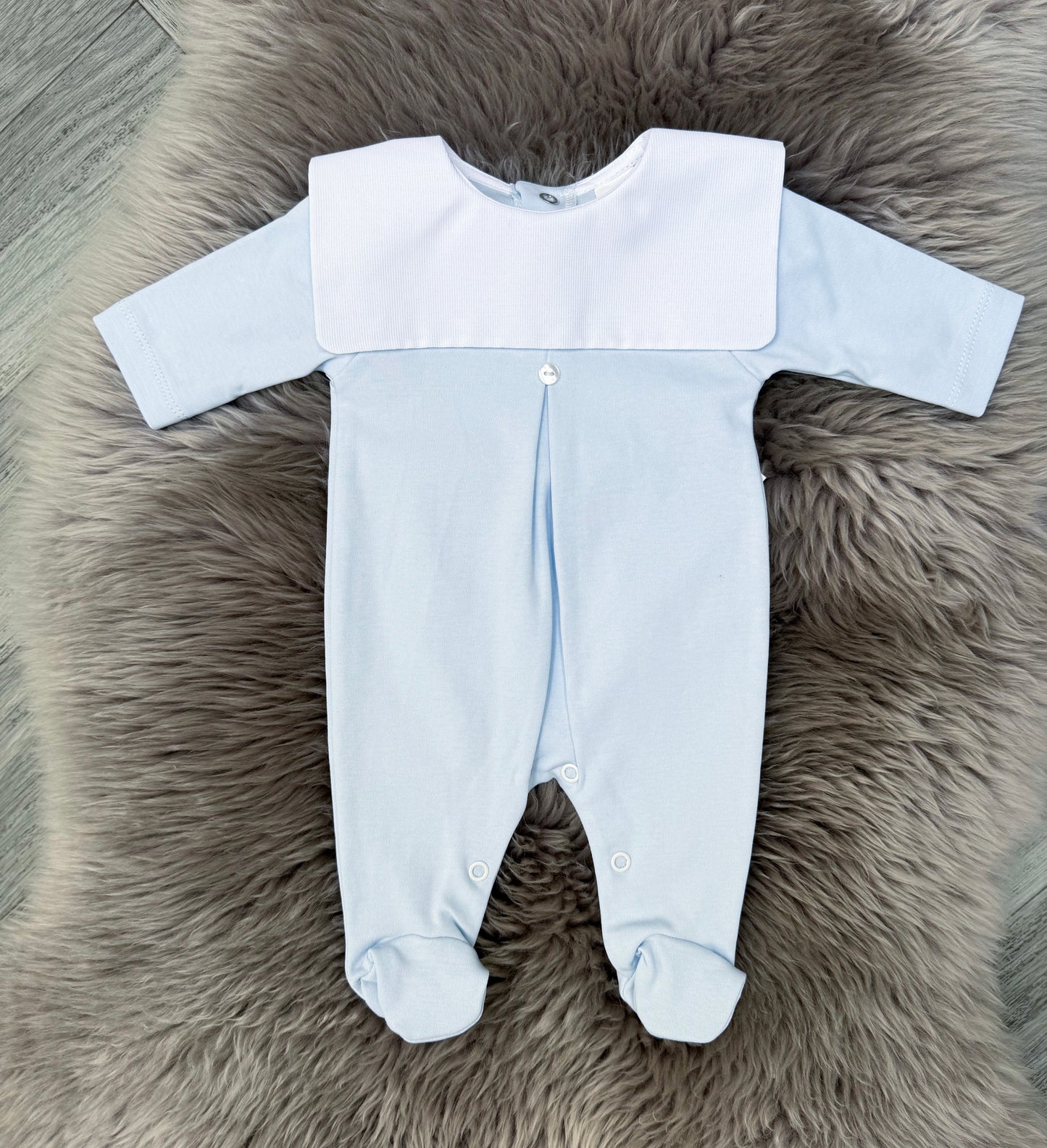 Blue Babygrow With White Collar