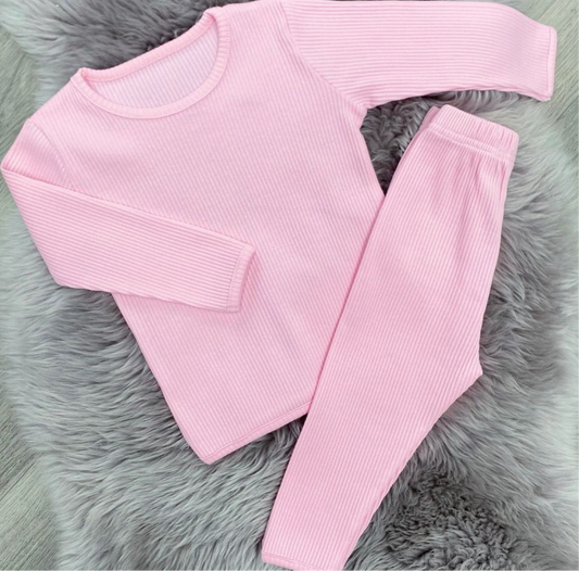 Sweet Pink Ribbed Tracksuit