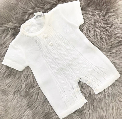 White Cable Knit Romper