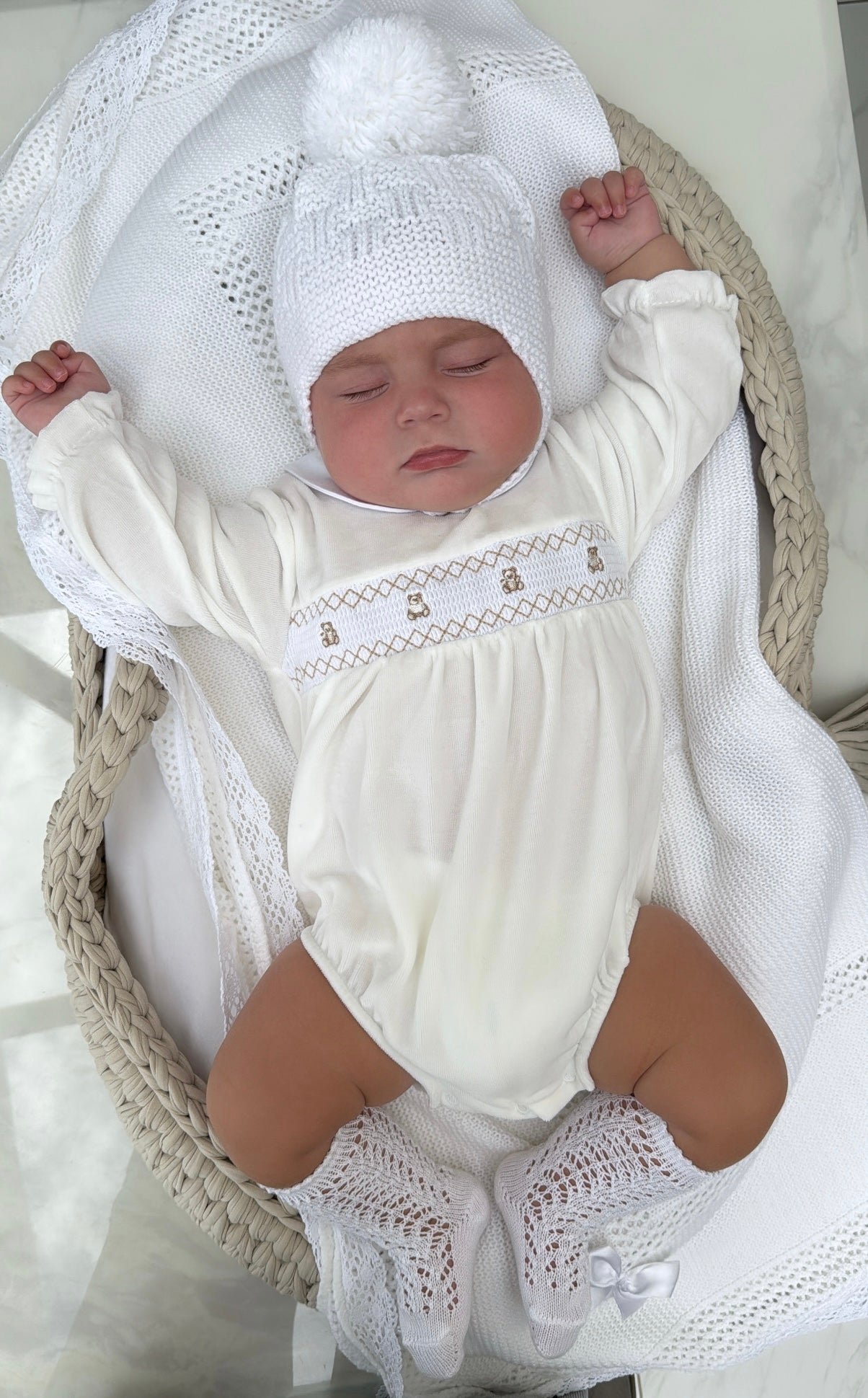 White Velour Teddy Romper