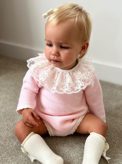 Pink Lace Romper