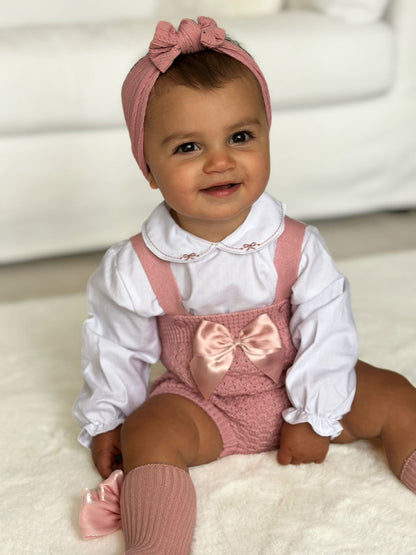 Dusty Pink Bow Romper