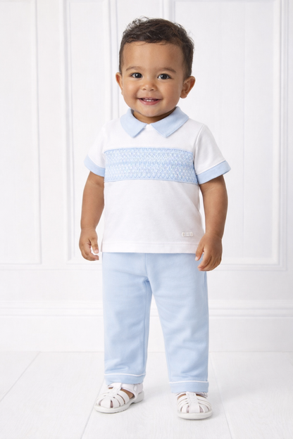Blue&White smock cotton set