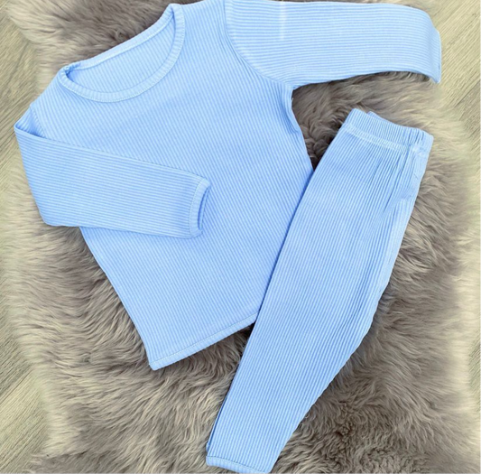 Powder Blue Ribbed Tracksuit