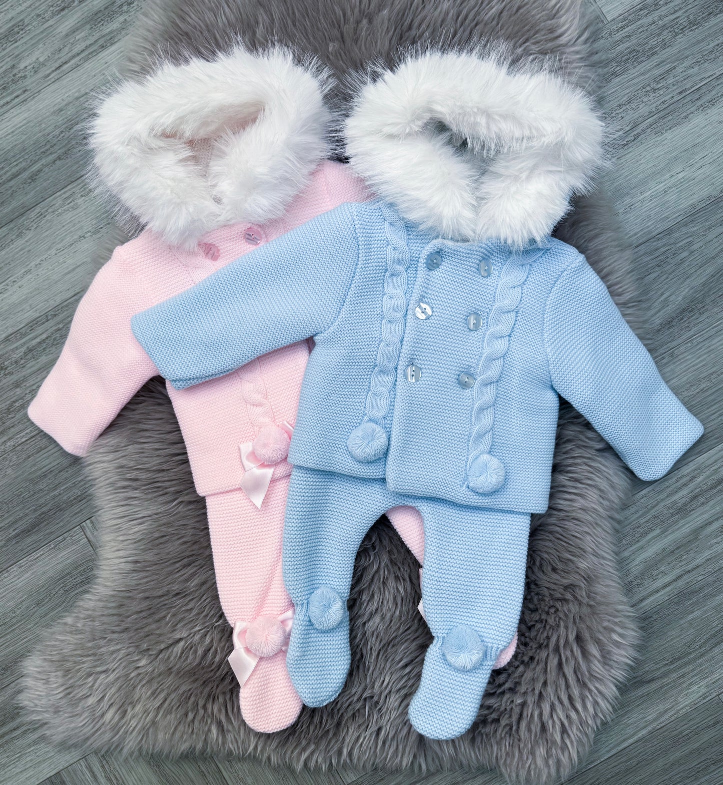 Blue Pom Pom 2 Piece With Fur