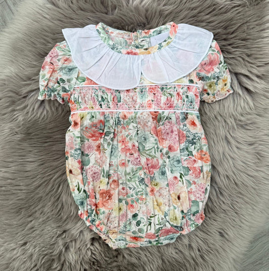 Flowery Romper With Bow